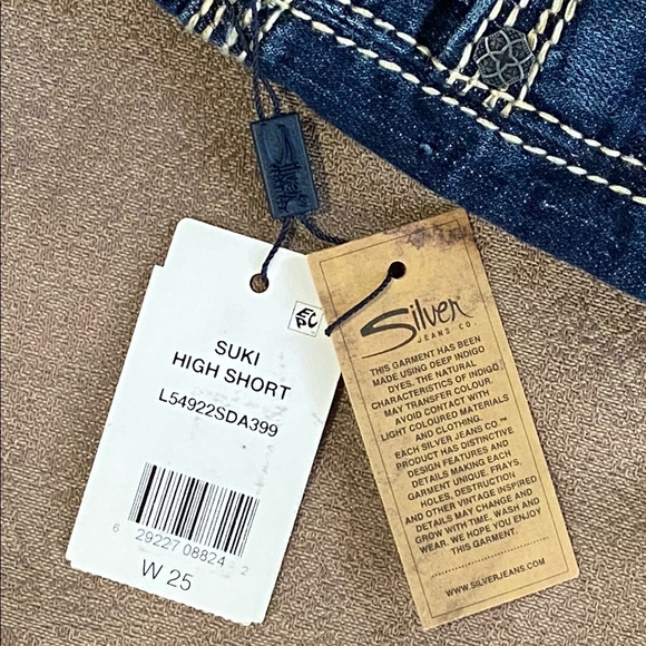 NWT Women’s SILVER SUKI HIGH SHORT Dark Wash Sz 25 - Picture 10 of 12